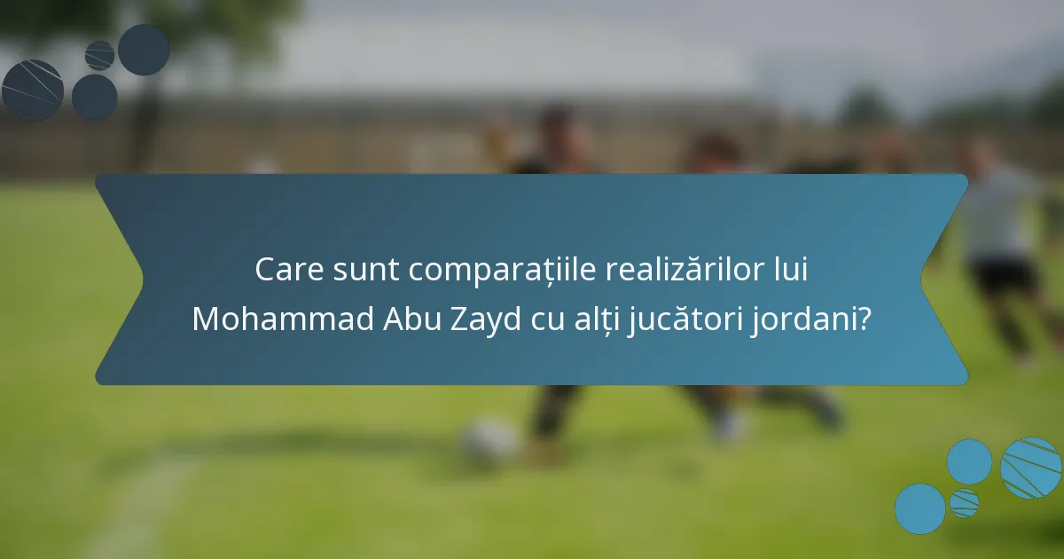 Care sunt comparațiile realizărilor lui Mohammad Abu Zayd cu alți jucători jordani?