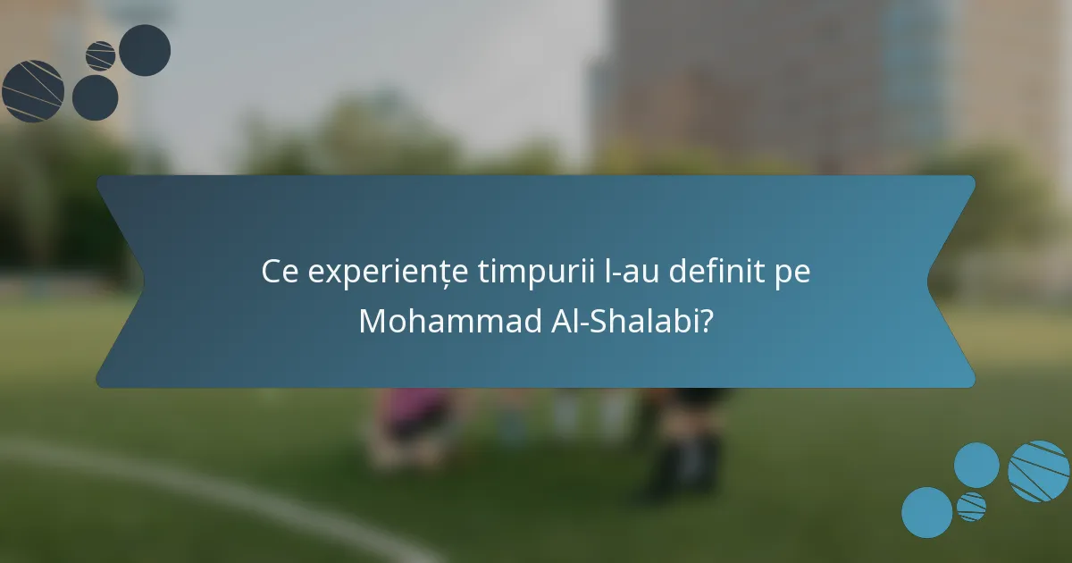 Ce experiențe timpurii l-au definit pe Mohammad Al-Shalabi?