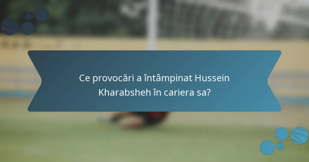 Ce provocări a întâmpinat Hussein Kharabsheh în cariera sa?