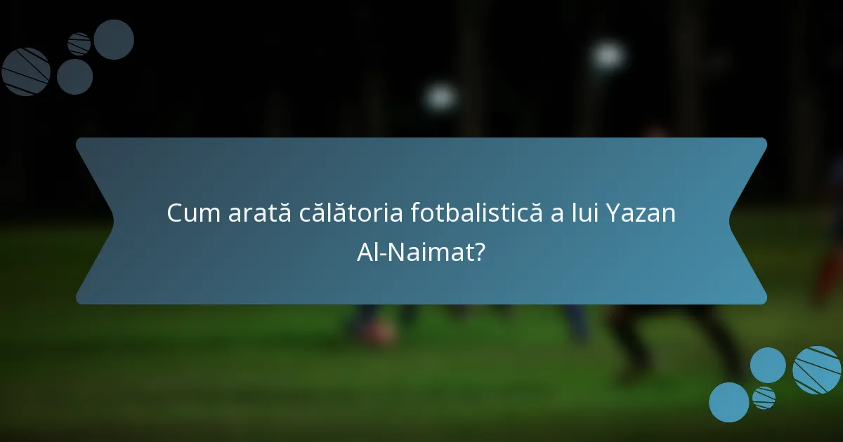 Cum arată călătoria fotbalistică a lui Yazan Al-Naimat?