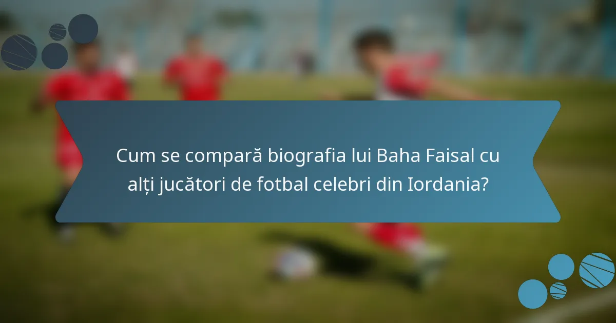 Cum se compară biografia lui Baha Faisal cu alți jucători de fotbal celebri din Iordania?