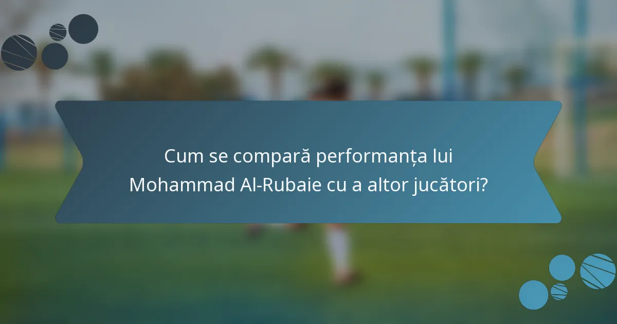 Cum se compară performanța lui Mohammad Al-Rubaie cu a altor jucători?